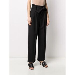 MSGM High-Rise Tie-Waist Black Trousers